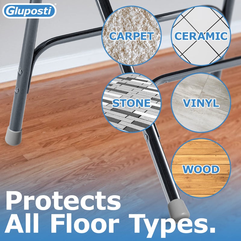 Gluposti Folding Chair Leg Caps Gray 7/8 Inch (12 Pack) - Heavy Duty Nylon Chair End Caps, Non-Marring Round Hardwood Floor Protectors, Compatible Replacement Plugs for Metal and Padded Folding Chairs Tips - Image 4